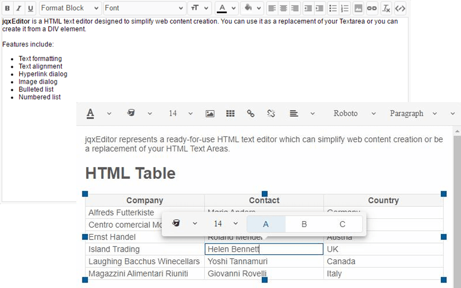 jQWidgets Editor 商品画像