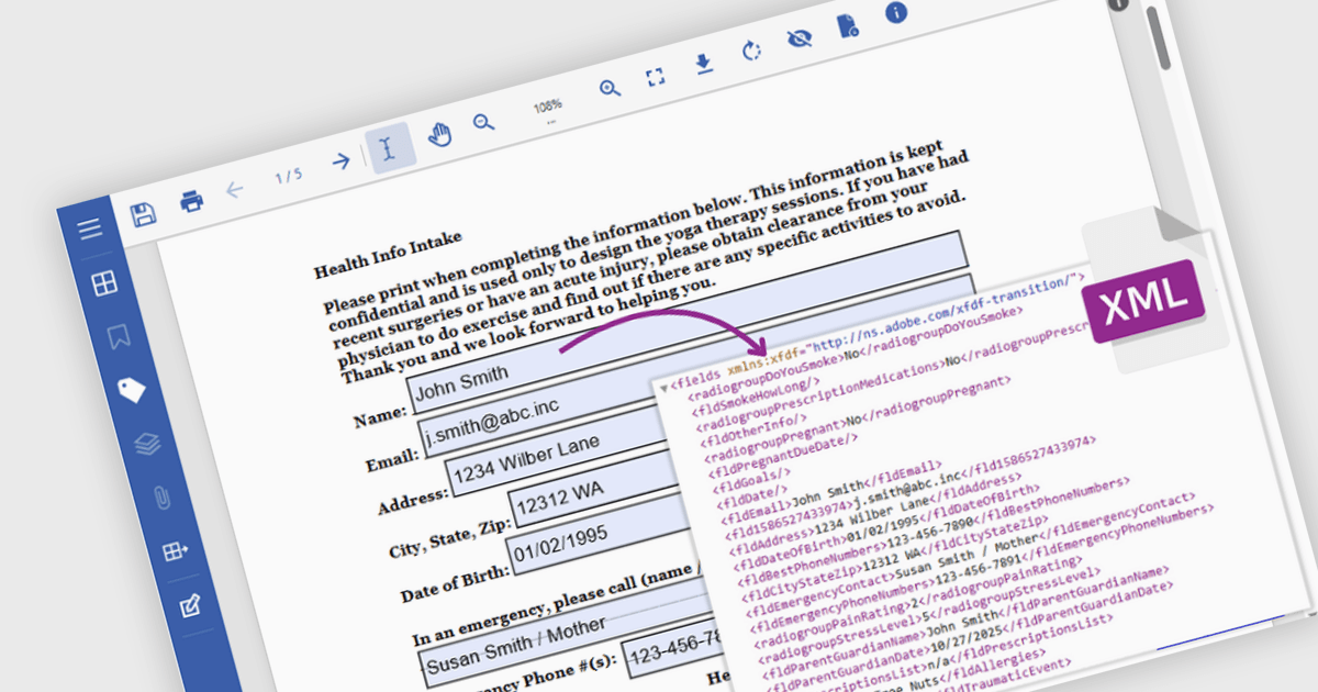 PDFフォームデータを抽出し、C#を使用してXMLに変換