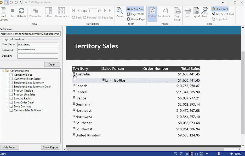 ComponentOne WPF FlexViewer 商品画像