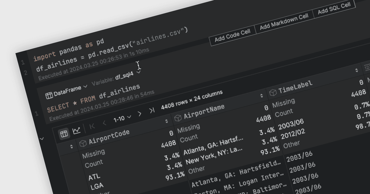 SQLでJupyter Notebookデータフレームをクエリ