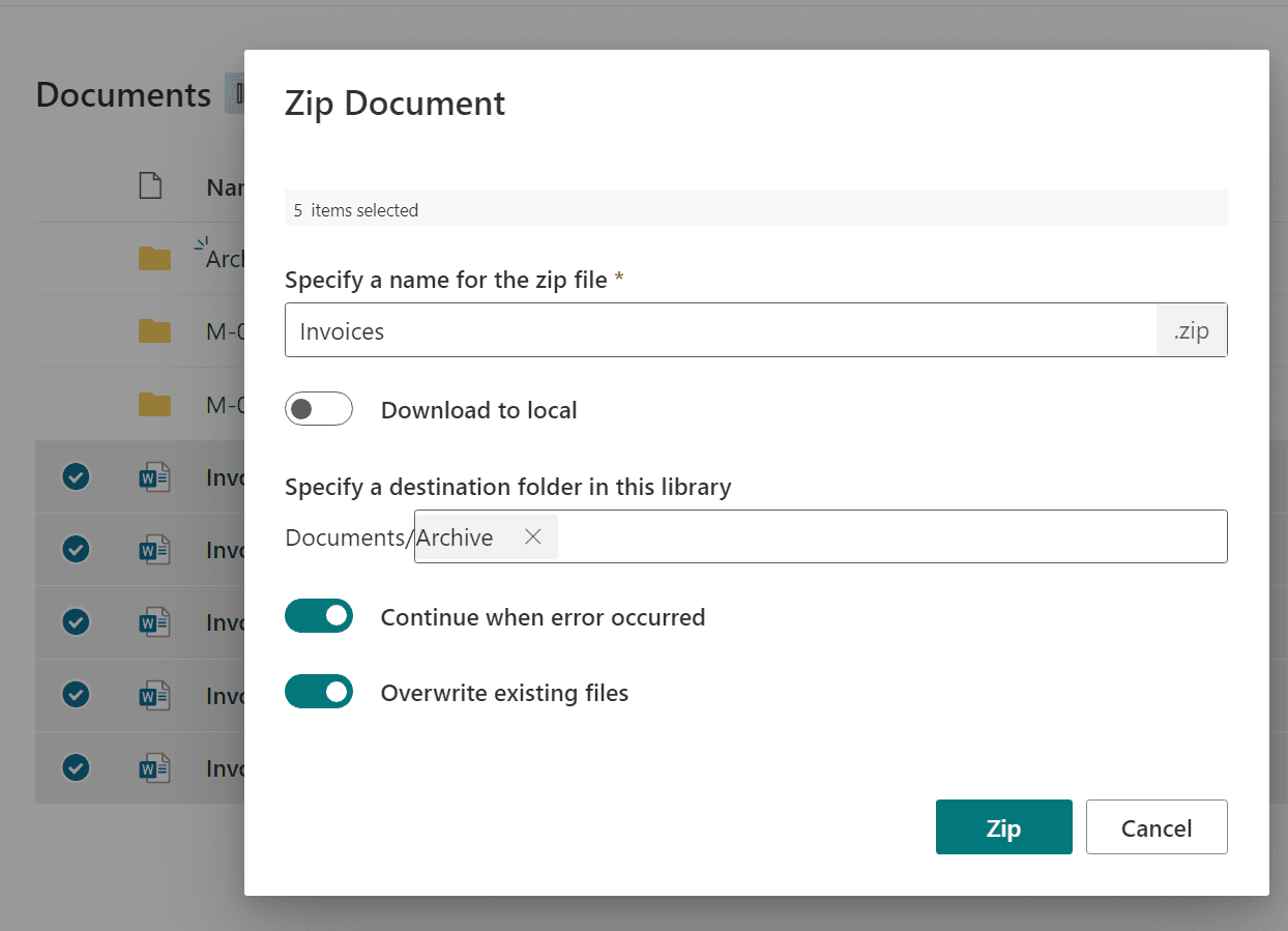 Bulk Zip and Unzip App for SharePoint Online（英語版） 商品画像