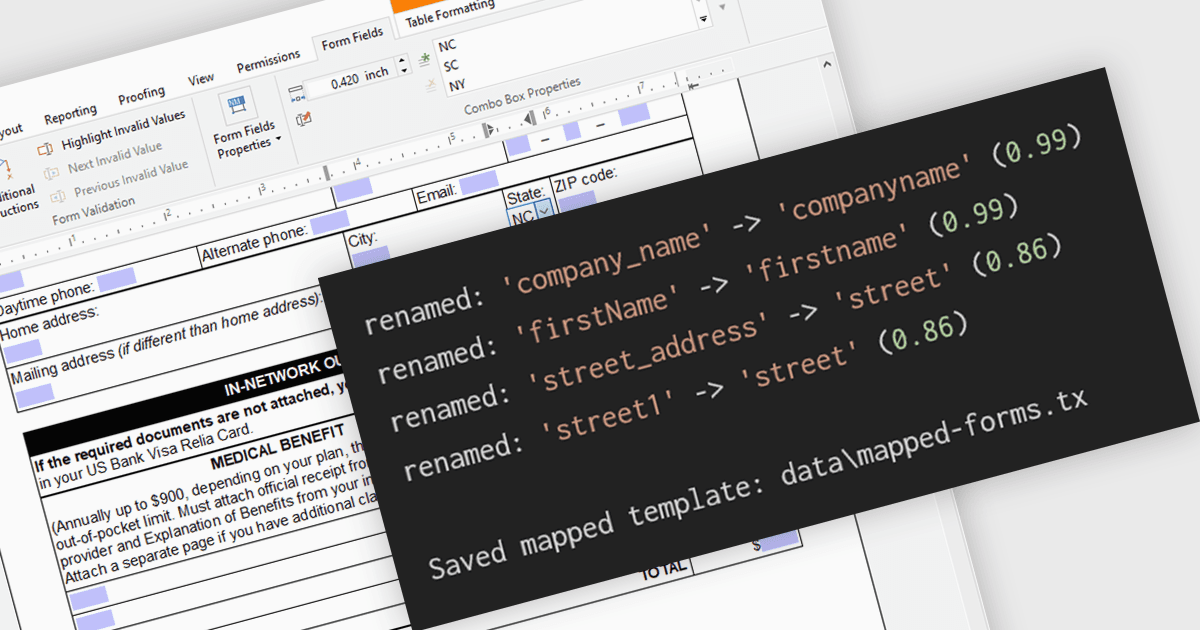 TX Text Control のフォームフィールドを JSON データに自動マッピング