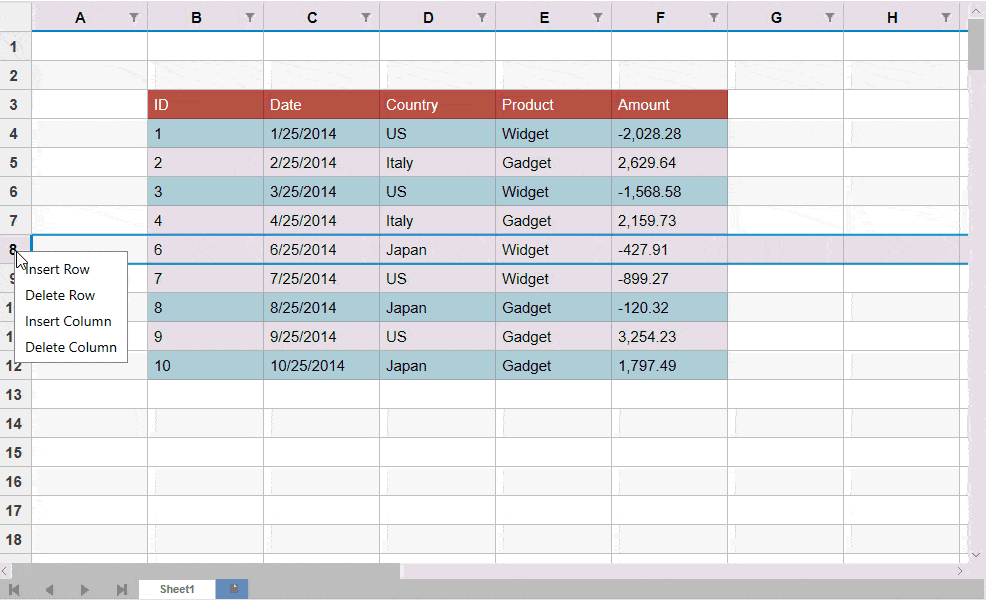 ComponentOne ASP.NET MVC FlexSheet 商品画像
