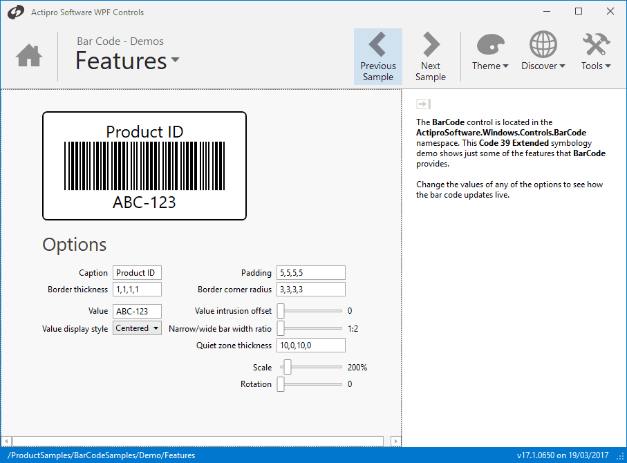 Actipro Bar Code for WPF（英語版） 商品画像