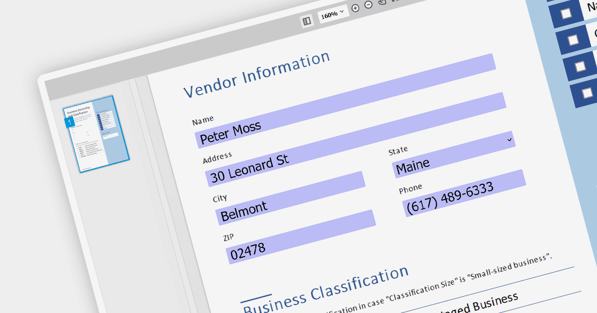 完成された PDF フォームをドキュメントに直接保存