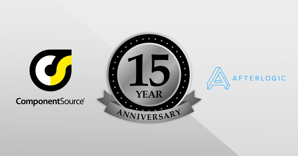 ComponentSourceとAfterlogicとの提携15周年記念