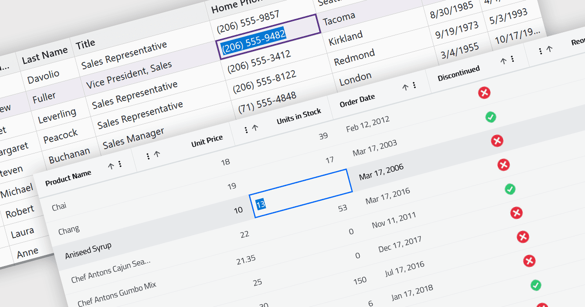 Blazor グリッドデータをセル内で直接簡単に編集