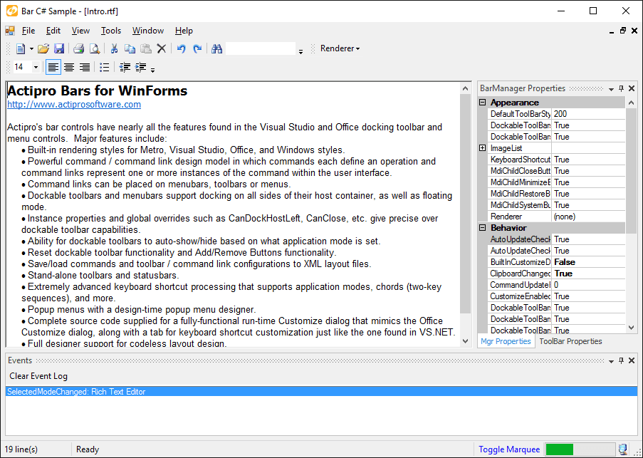 Actipro Bars for WinForms（英語版） 商品画像