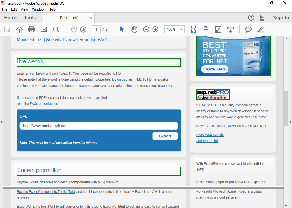 ExpertPDF HtmlToPdf Converter（英語版） 商品画像