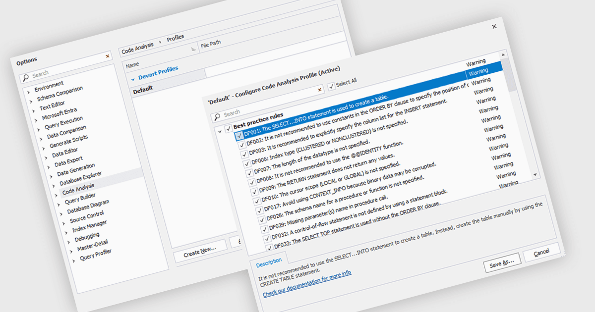 T-SQL Code Analyzerでスクリプトを最適化