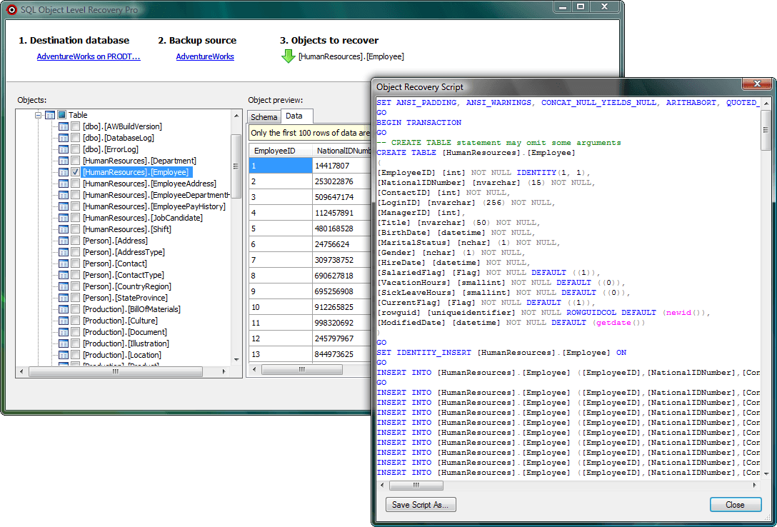 SQL Object Level Recovery Native が追加されました