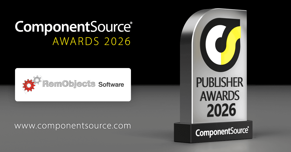 RemObjects Software、ComponentSourceアワード受賞