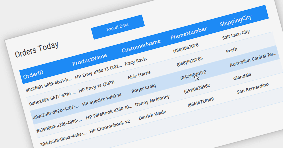 データバインドグリッドを使用したリアルタイムインサイトの表示