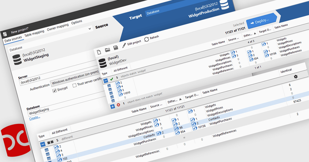 SQL Serverデータを簡単に比較してデプロイ