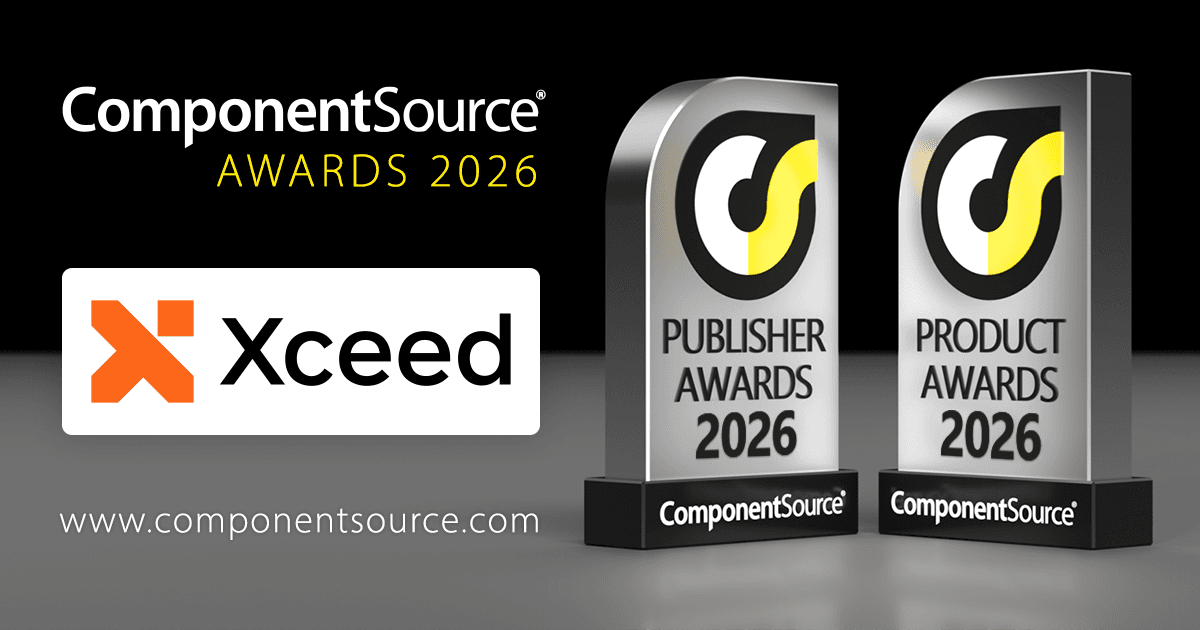 Xceed Softwareが2つのComponentSourceアワードを受賞