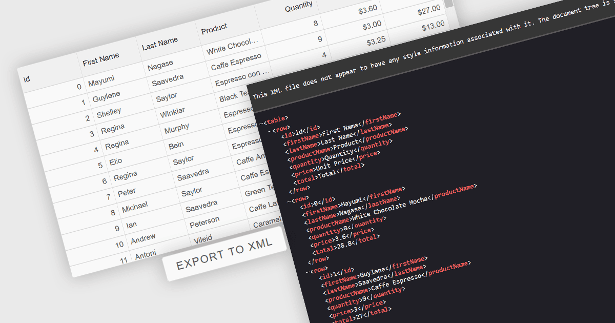 AngularグリッドデータからXMLファイルを生成