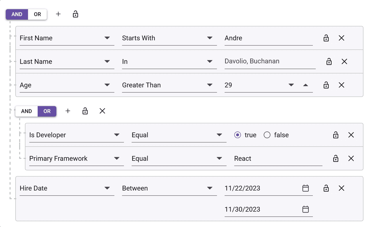 Syncfusion React Query Builder UI 商品画像