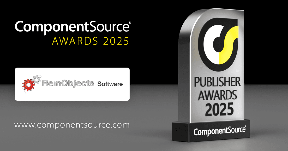 RemObjects SoftwareがComponentSourceの賞を受賞
