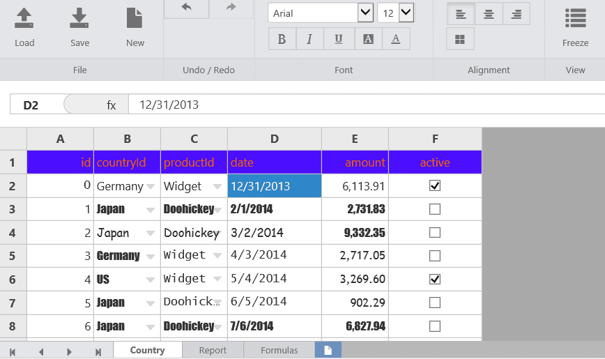 Wijmo Web Components Spreadsheet 商品画像