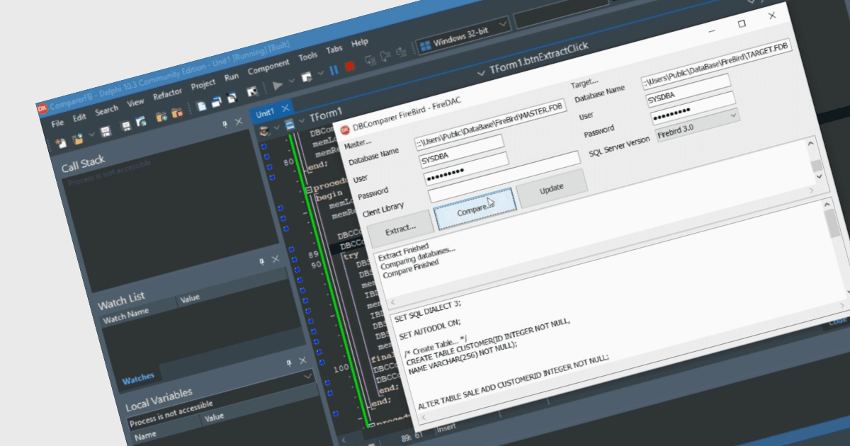 RAD Studio 12でデータベースを比較して同期