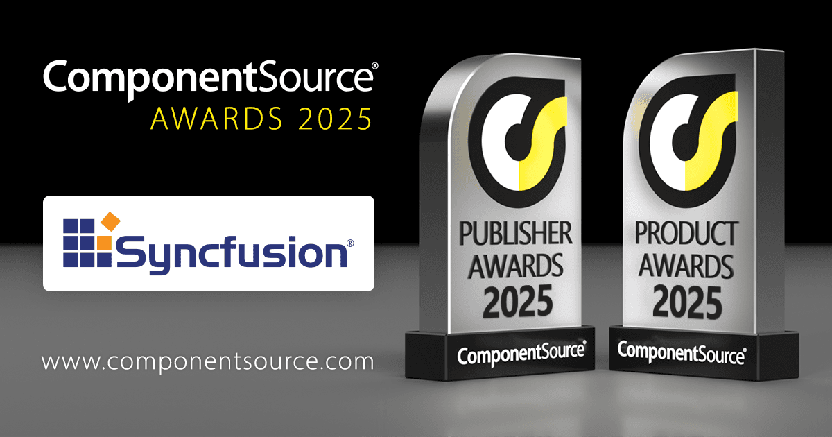 SyncfusionがComponentSourceの賞を2つ受賞