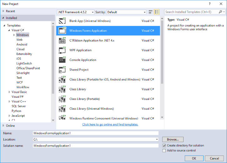 ComponentOne WinForms Project Templates 商品画像