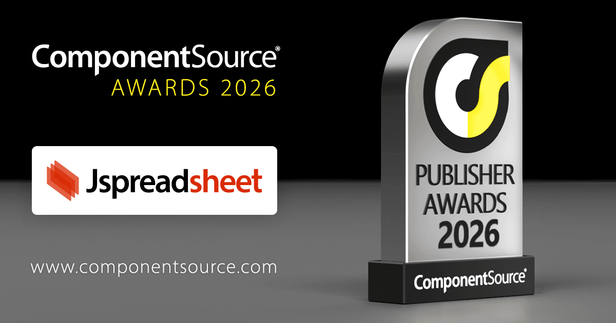 Jspreadsheet が ComponentSource アワードを受賞