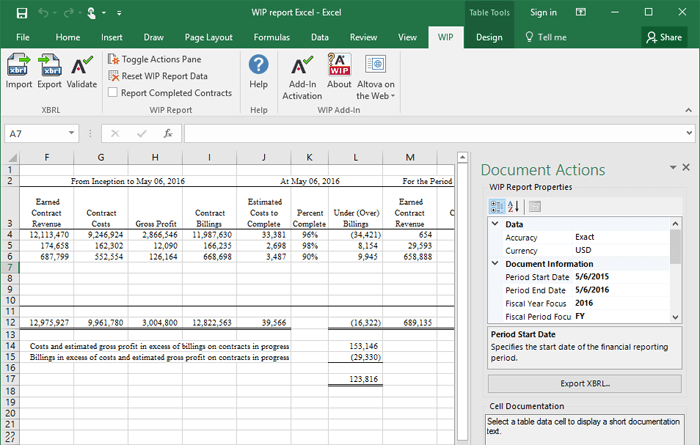 Altova Work in Process(WIP)XBRL add-in for Excelがリリースされました