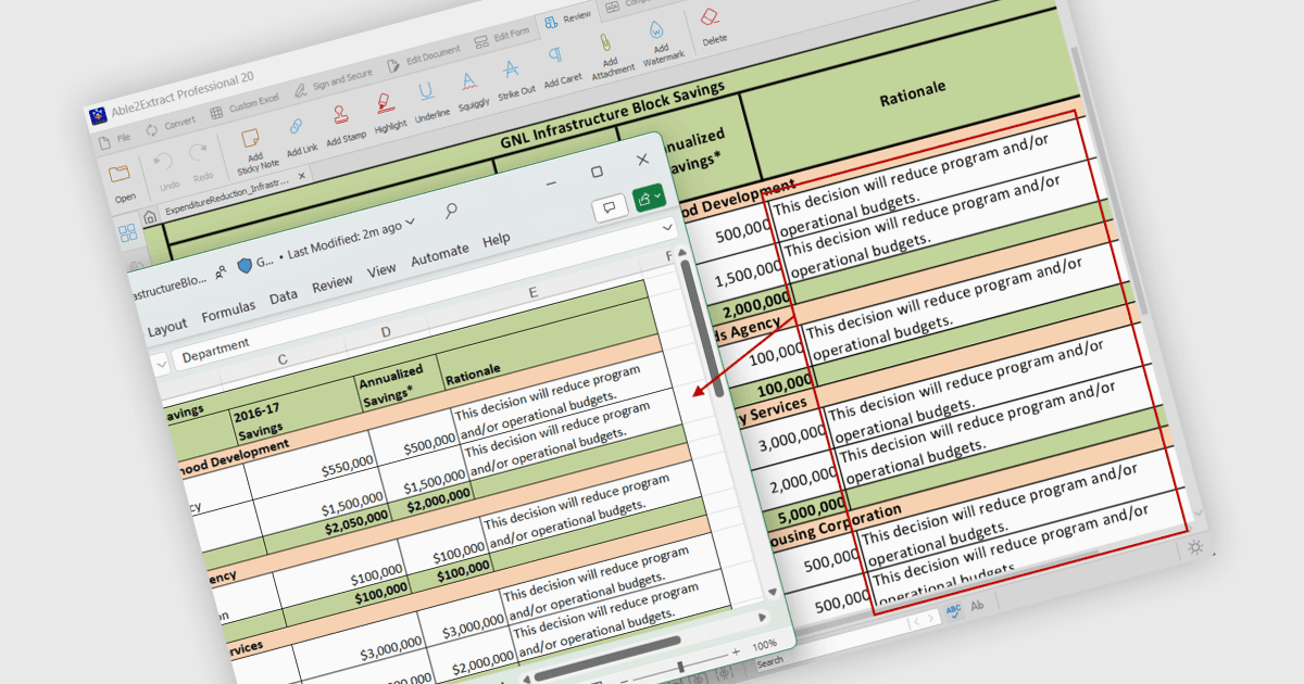 Excelの行検出でPDFを正確に変換