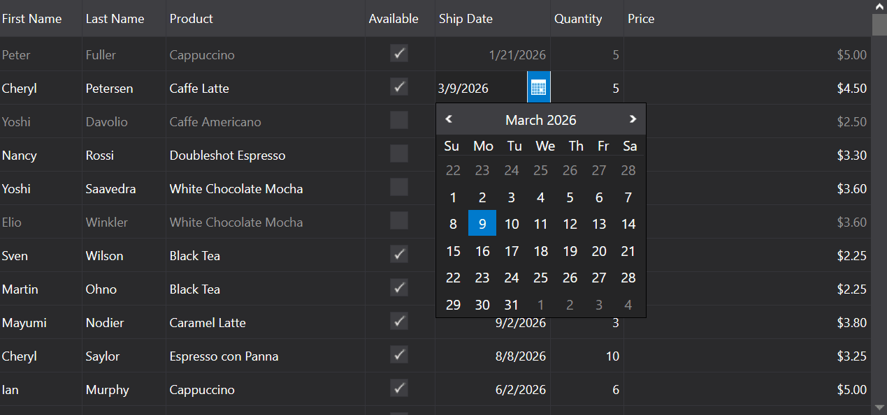 jQWidgets jQuery UI Input Controls 商品画像
