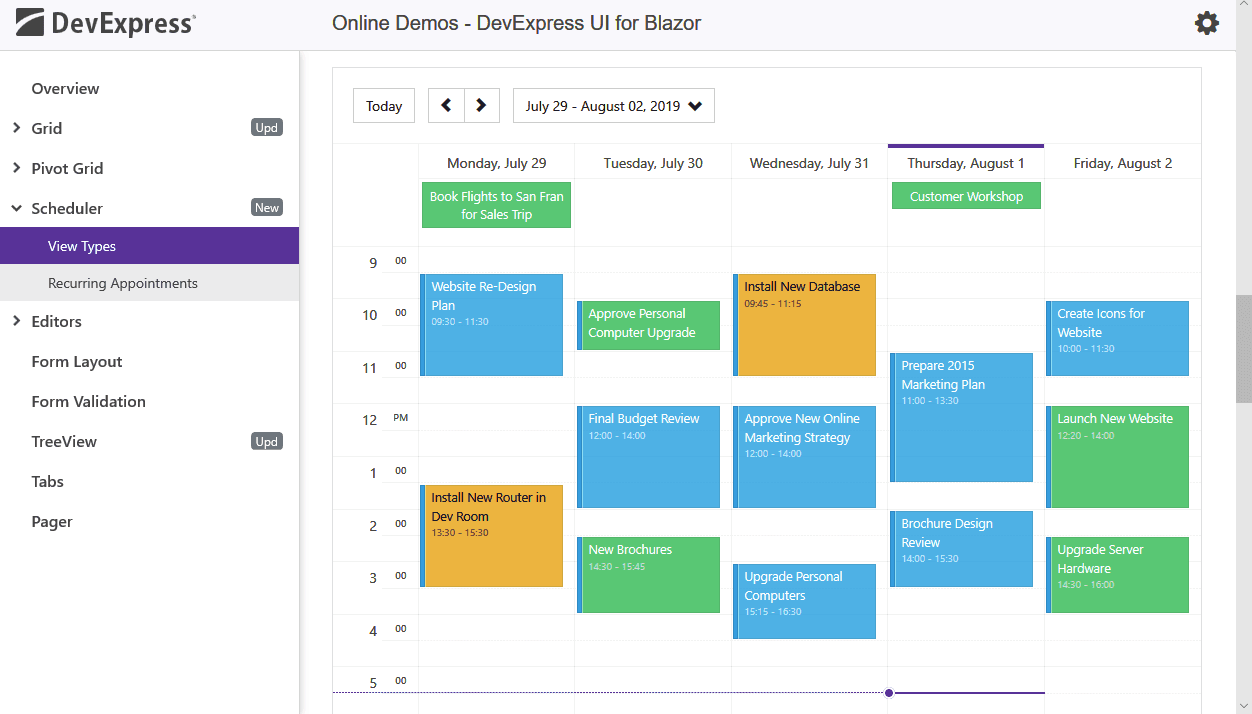 DevExpress Blazor Scheduler 商品画像