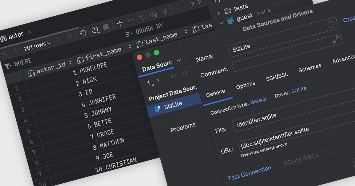 IDEで直接SQLiteを操作する