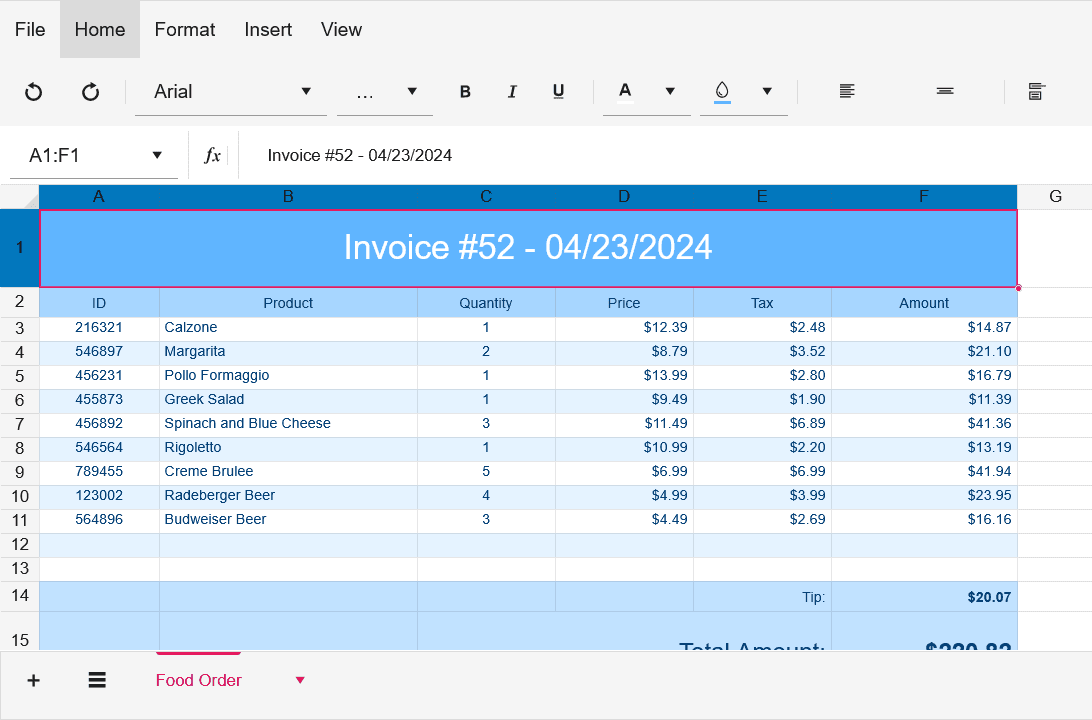 Telerik UI Blazor Spreadsheet 商品画像 Telerik UI Blazor Spreadsheet 商品画像