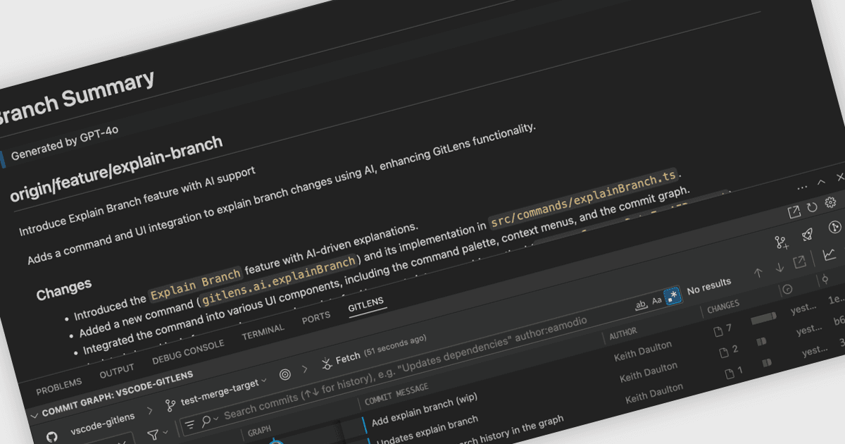 GitLens AIでブランチの変更を要約