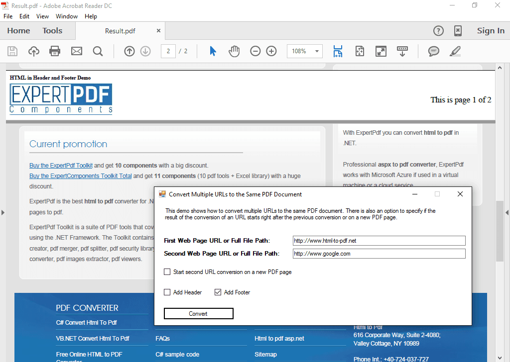 ExpertPDF HtmlToPdf Converter（英語版） 商品画像