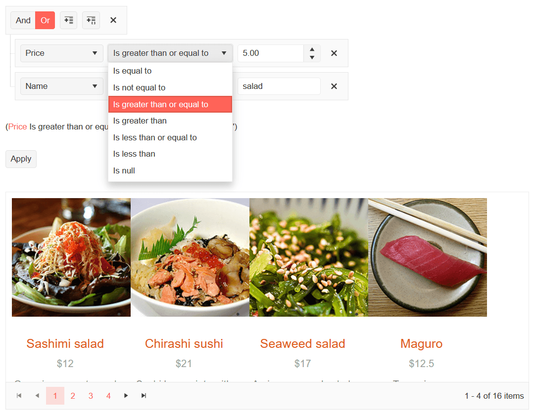 Kendo UI jQuery Filter 商品画像 Kendo UI jQuery Filter 商品画像