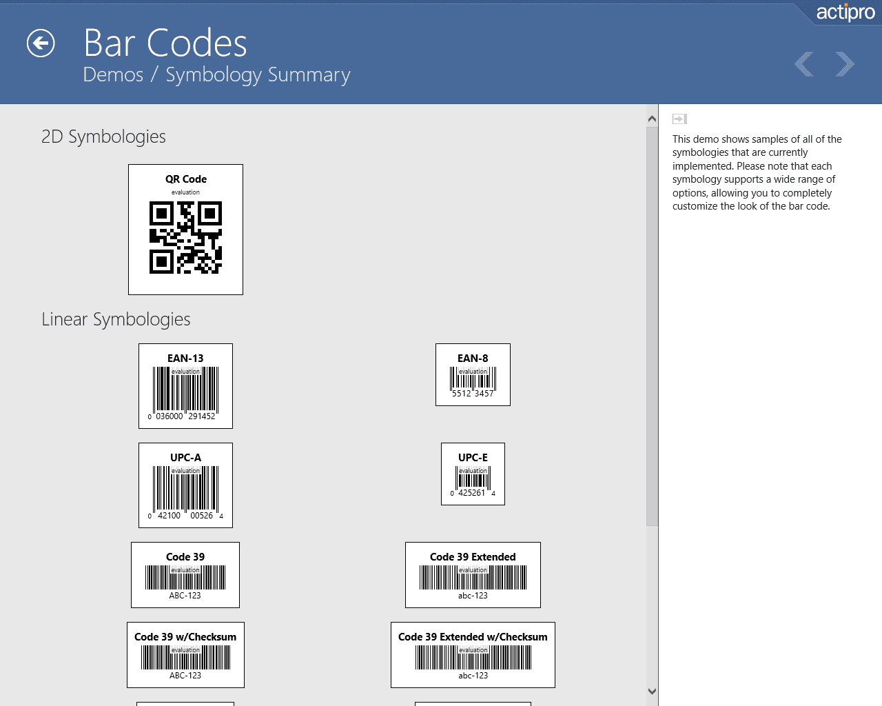 Actipro Bar Code for UWP（英語版） 商品画像