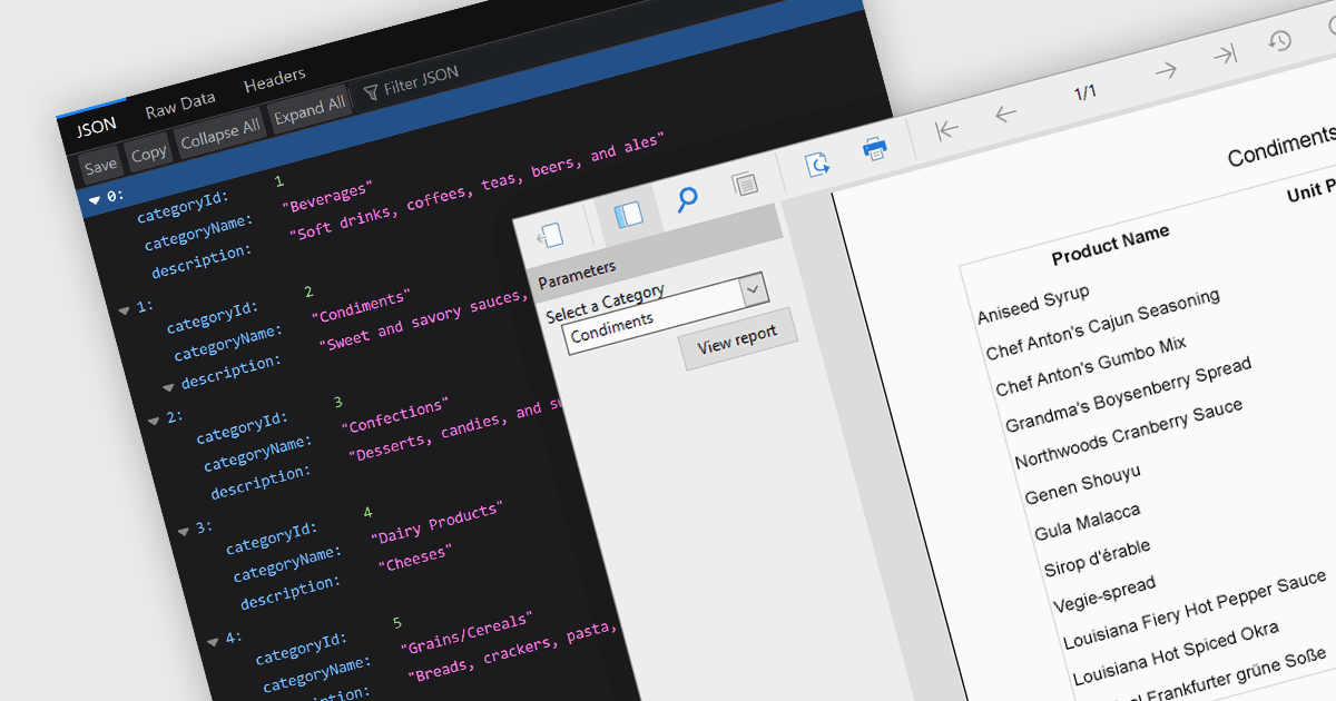 JSONデータをASP.NET Coreレポートに統合