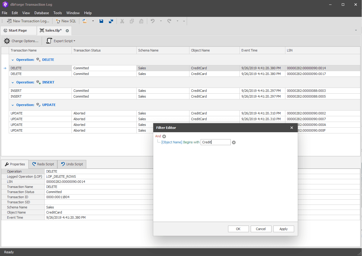 dbForge Transaction Log（英語版） 商品画像