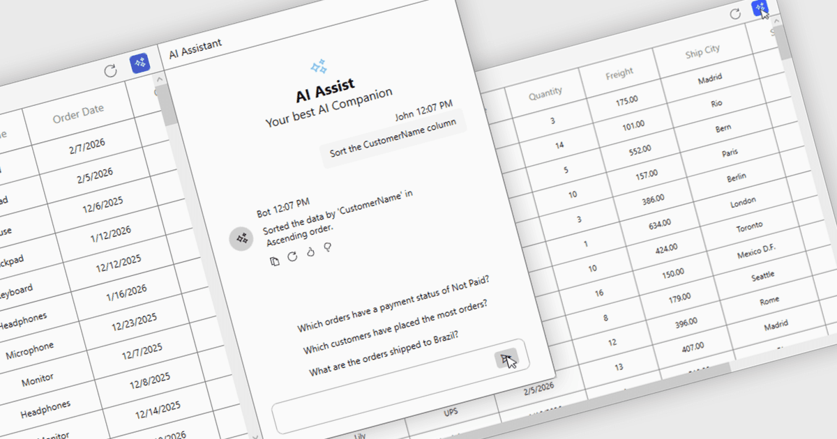 AIアシストでグリッドからデータを取得