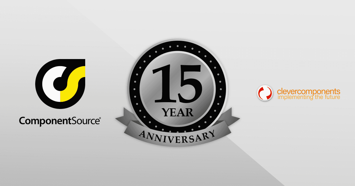 ComponentSourceとClever Componentsとの提携15周年記念