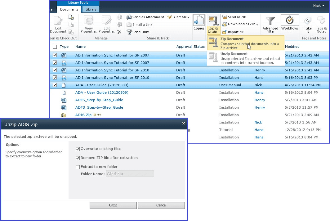 SharePoint Bulk Zip & Unzip（英語版+日本語版） 商品画像