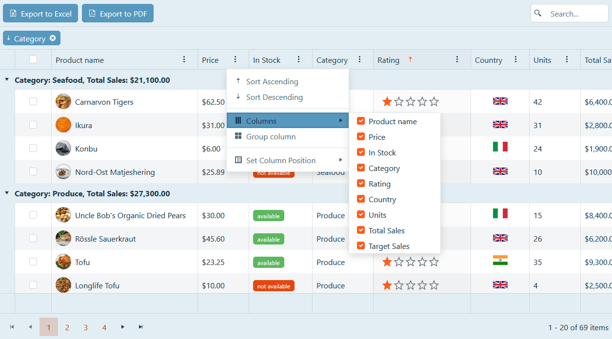 Telerik UI for ASP.NET Core Grid 商品画像 Telerik UI for ASP.NET Core Grid 商品画像