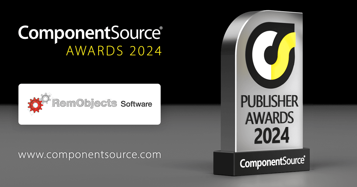 RemObjects SoftwareがComponentSourceの賞を受賞