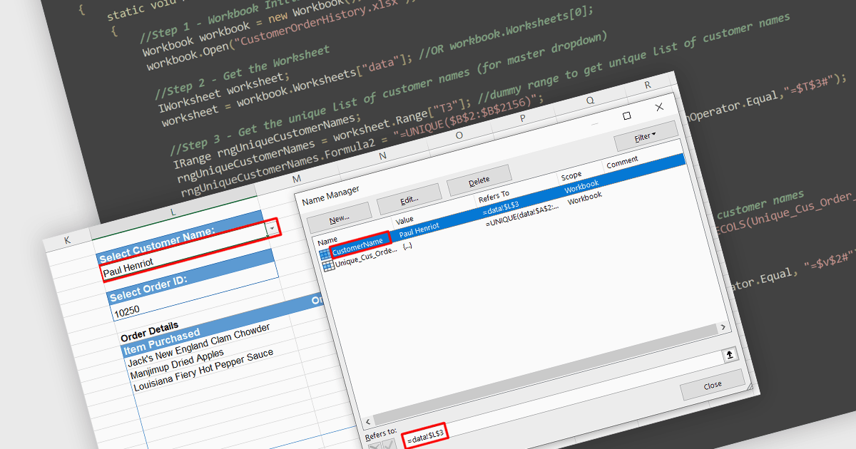 Excelの動的な関数を使用した依存リストの構築