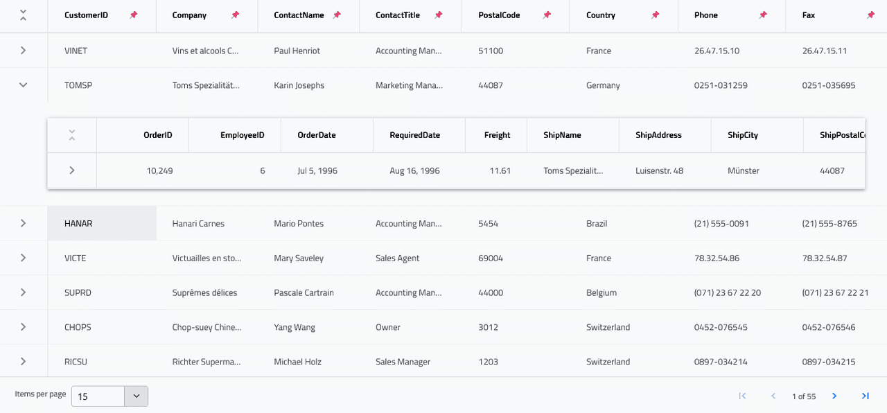 Infragistics Ignite UI for Blazor Hierarchical Grid 商品画像 Infragistics Ignite UI for Blazor Hierarchical Grid 商品画像