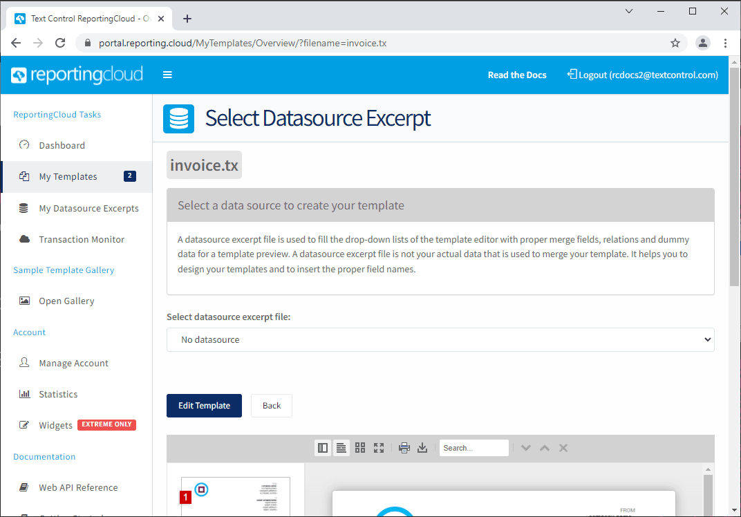 Text Control ReportingCloud（英語版） 商品画像