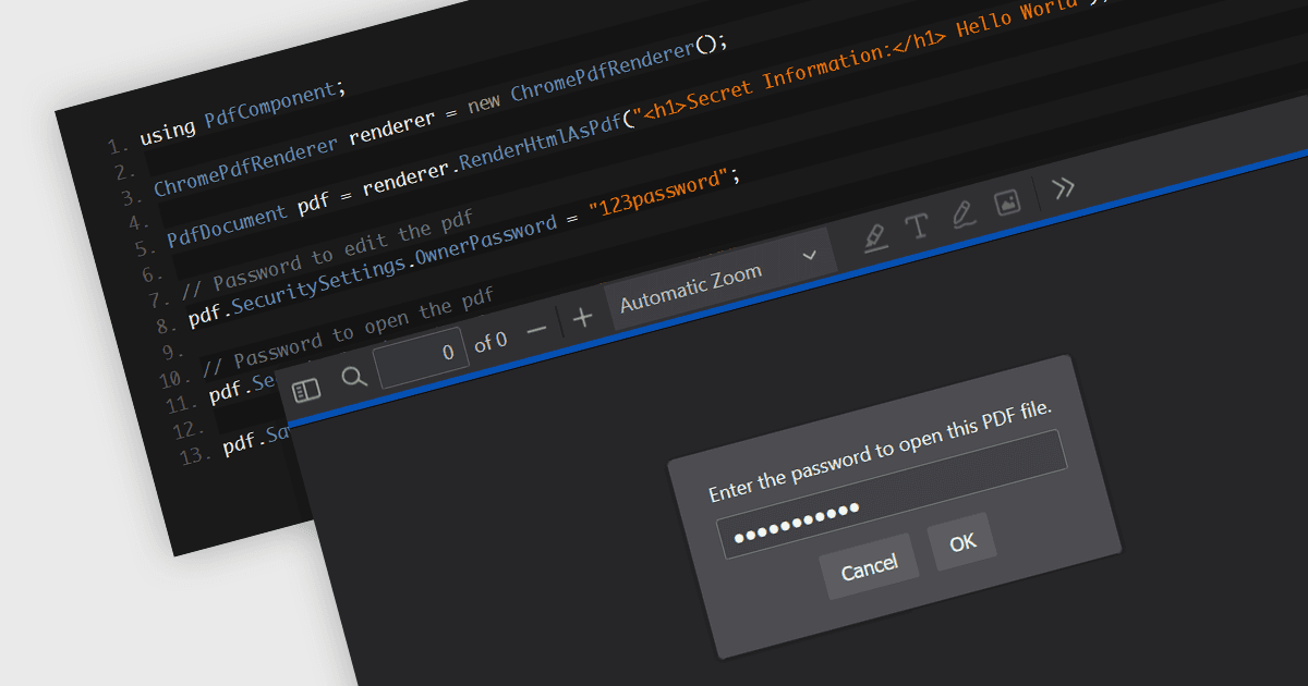 WPFアプリでパスワードを使ってPDFを保護