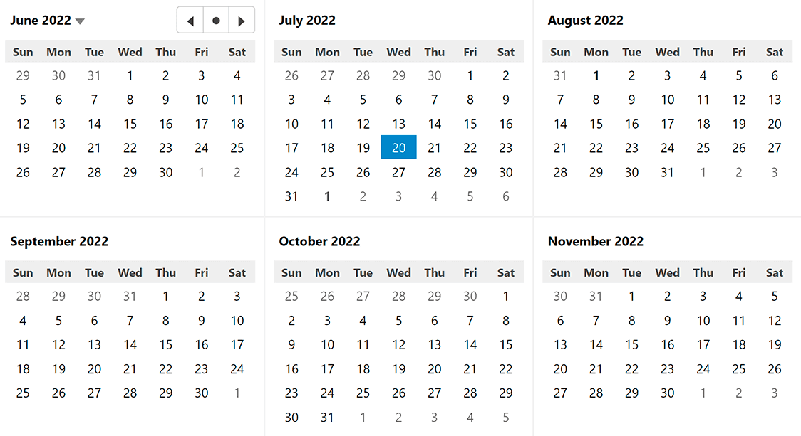 ComponentOne ASP.NET MVC Calendar 商品画像