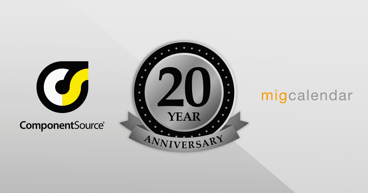 ComponentSourceとMiG InfoComとの提携20周年記念